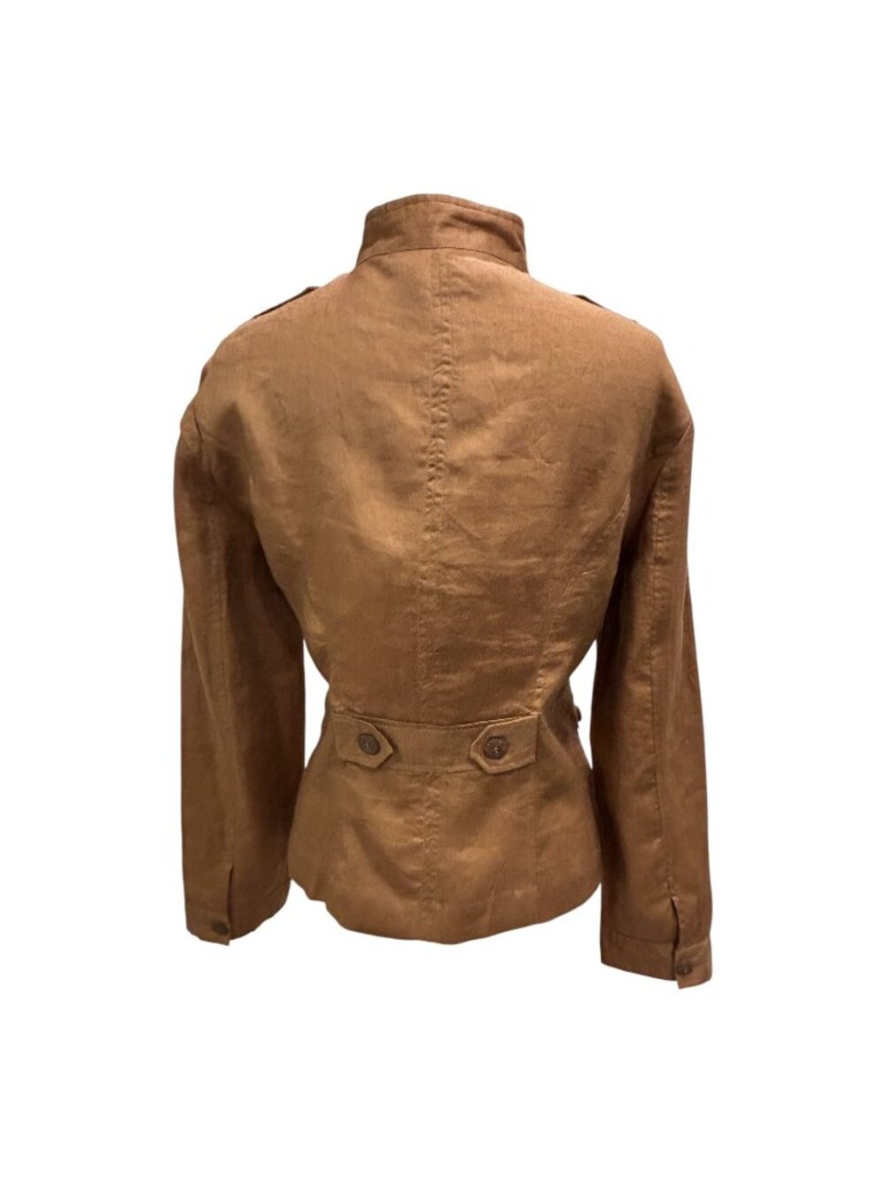 Alison Taylor 100% Linen Military Jacket Womens Size 10 Brown Button Front Safar - Picture 4 of 10